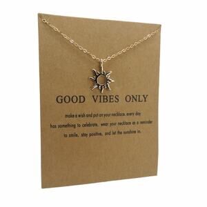 Good Vibes Only Sun Pendant Necklace